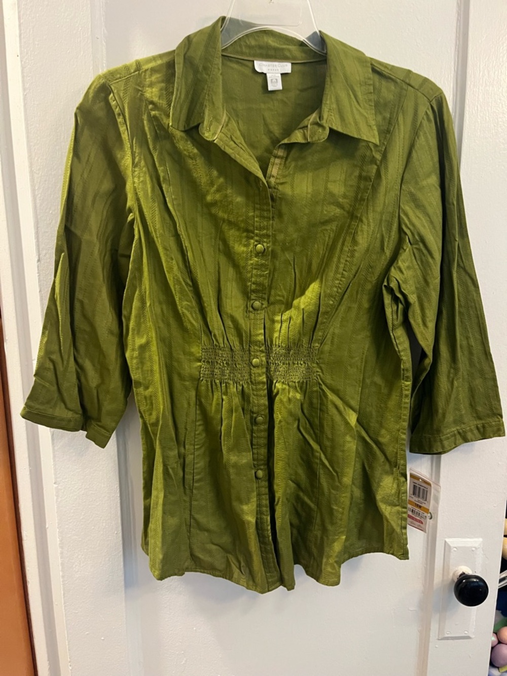 Charter Club Olive Green Button-Front Women's Blouse